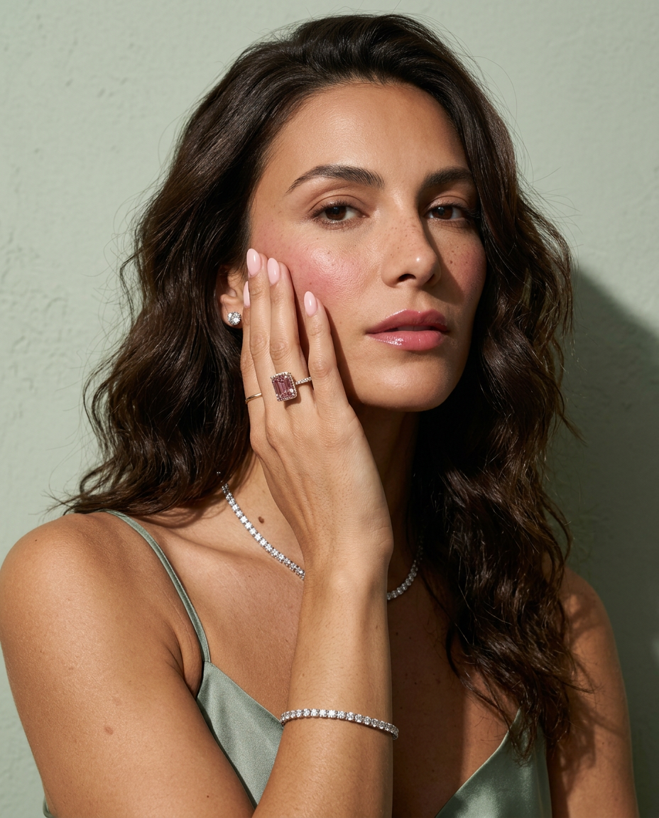 2.5 Carat Pink Lab Grown Diamond Engagement Ring – Emerald Cut Hidden Halo | Siena - Engagement Ring