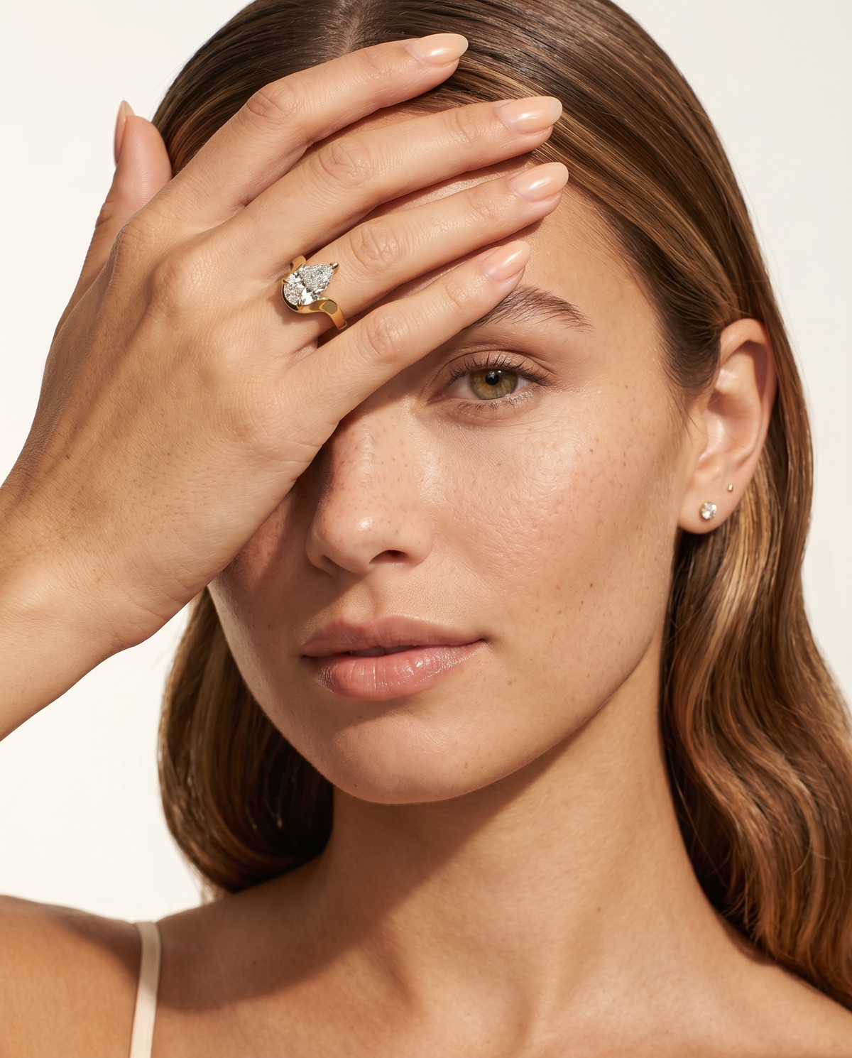 3 Carat Colorless Pear Cut Solitaire Yellow Gold Diamond Ring — view 6