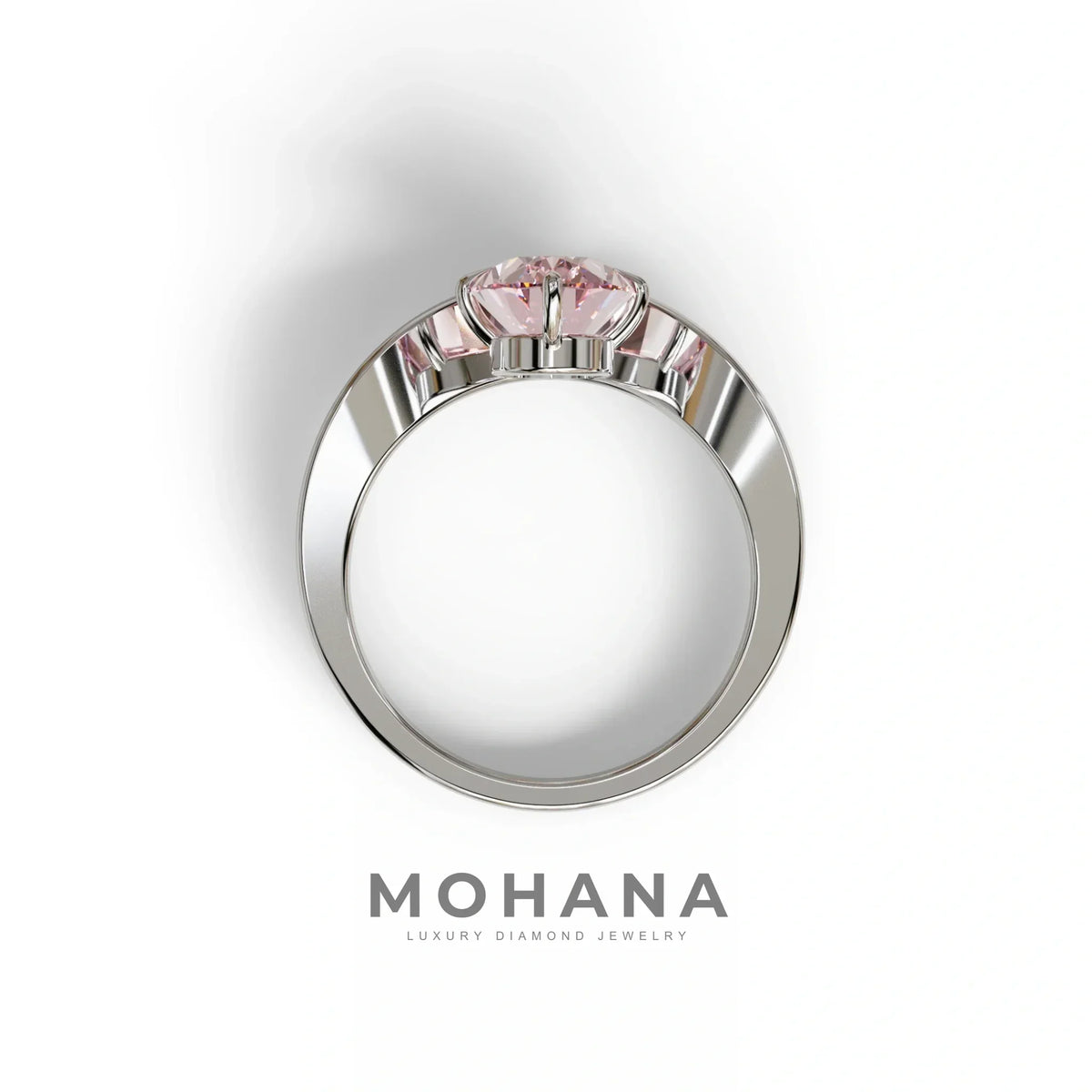 Nested 2 Carat Fancy Intense Pink Lab Grown Diamond Oval Engagement Ring - Aura