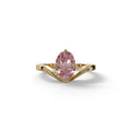 Nested 2 Carat Fancy Intense Pink Lab Grown Diamond Oval Engagement Ring - Aura - 10K Solid Gold / Yellow Gold