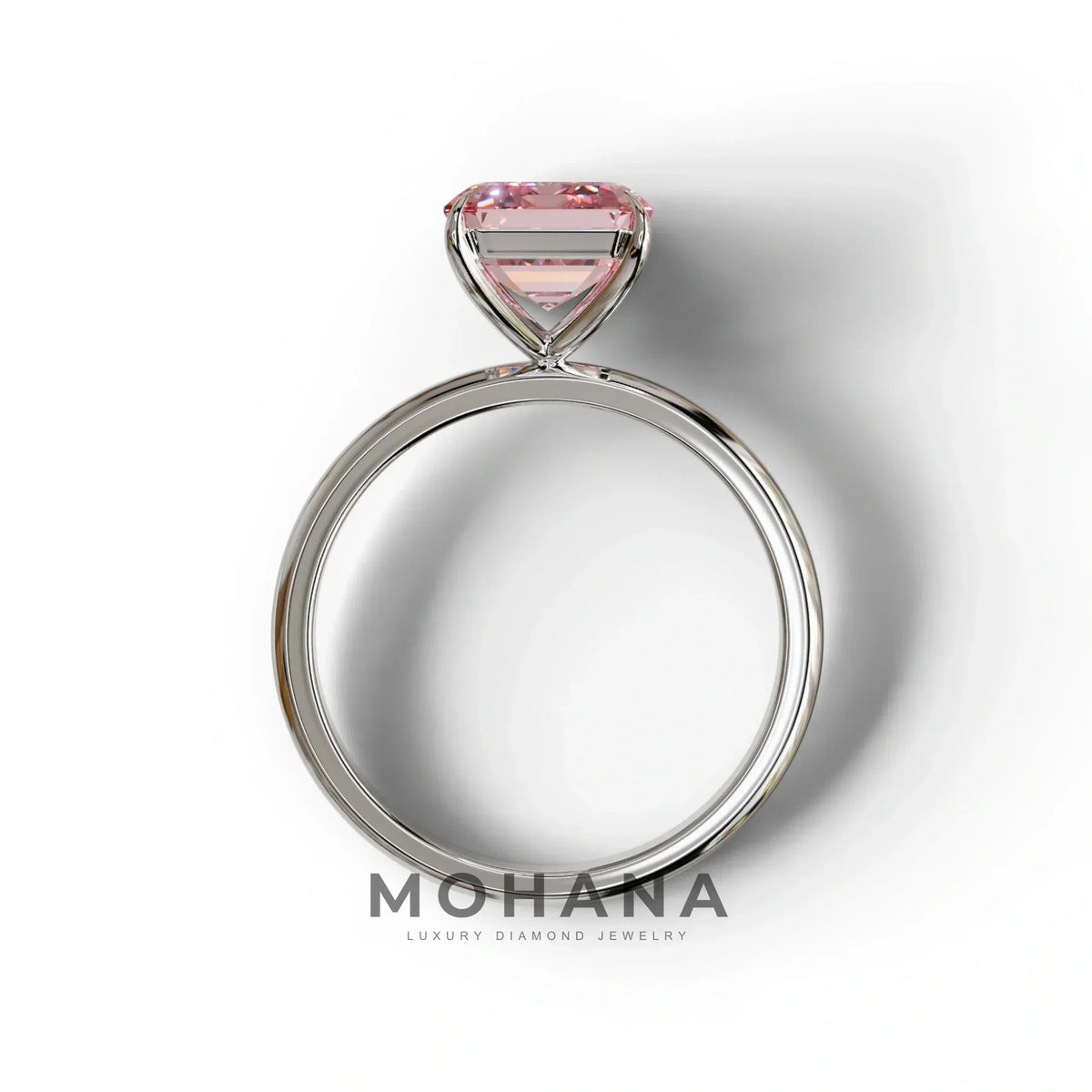 Pink Emerald Cut Solitaire Lab Grown Diamond Engagement Ring - Vanessa