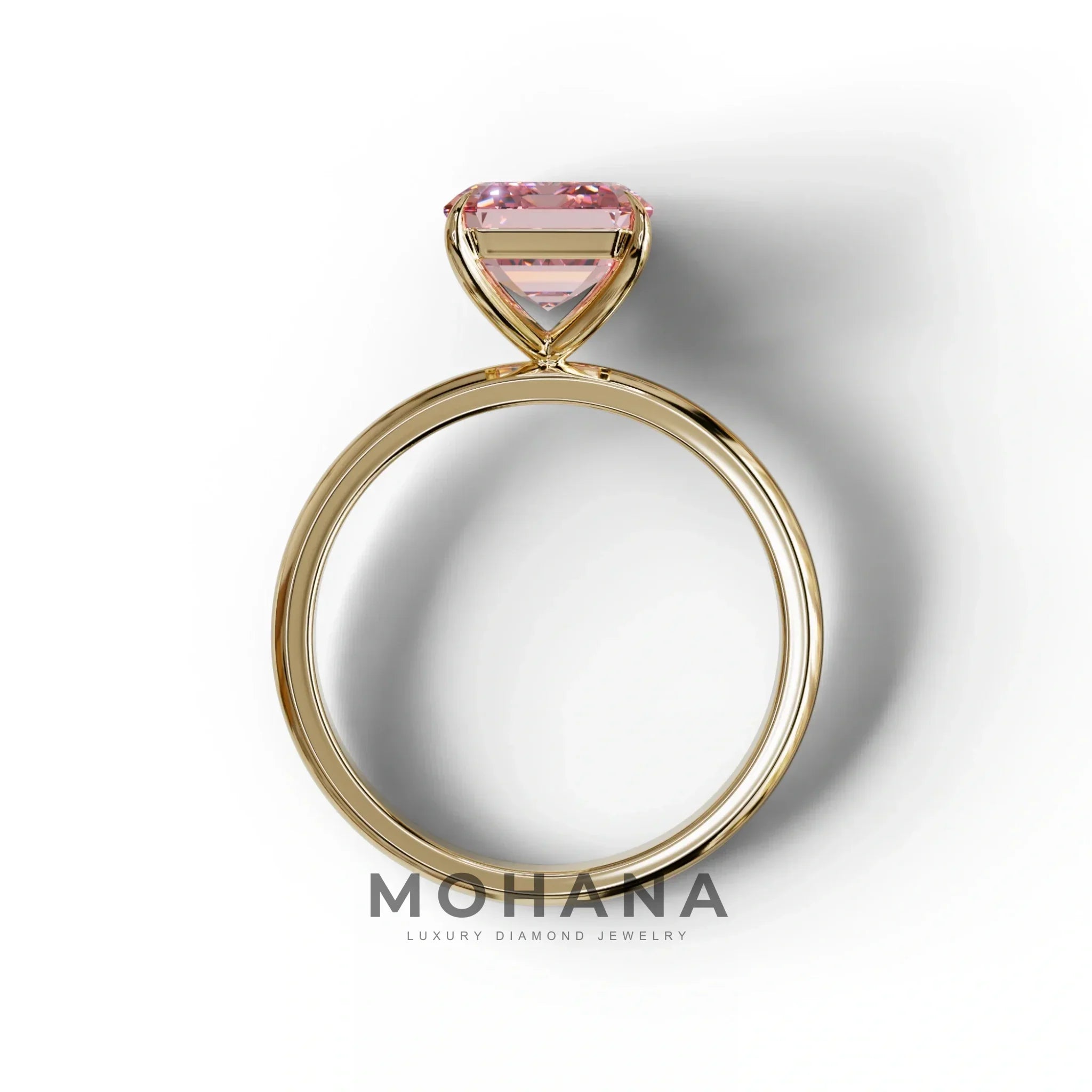 Pink Emerald Cut Solitaire Lab Grown Diamond Engagement Ring - Vanessa