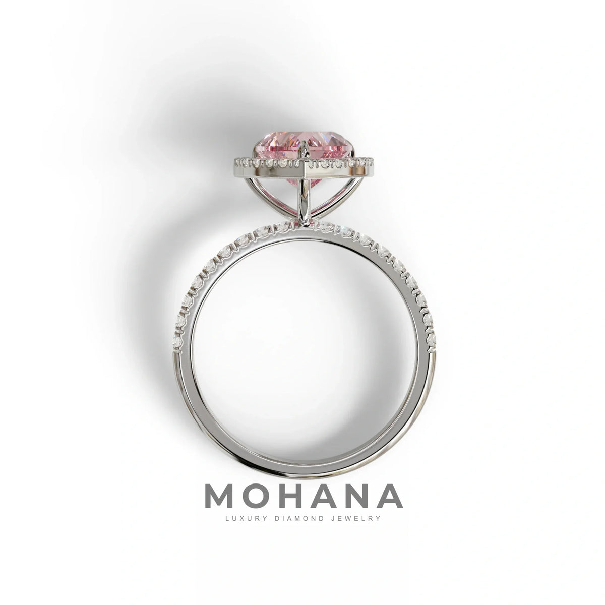 Pink Heart Cut Halo & Pavé Lab Grown Diamond Engagement Ring - Gelia