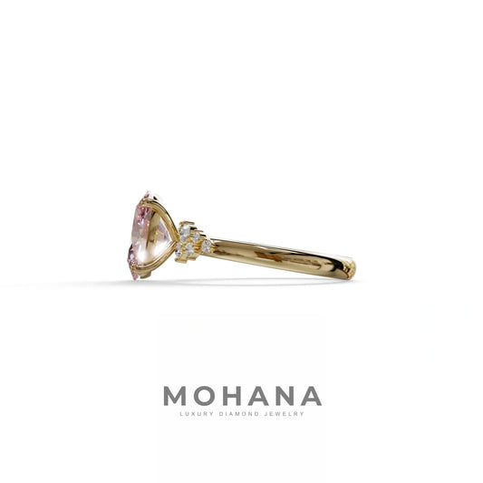 Pink Oval Cut Cluster-Vintage Setting Lab Grown Diamond Ring - Celeste Arc