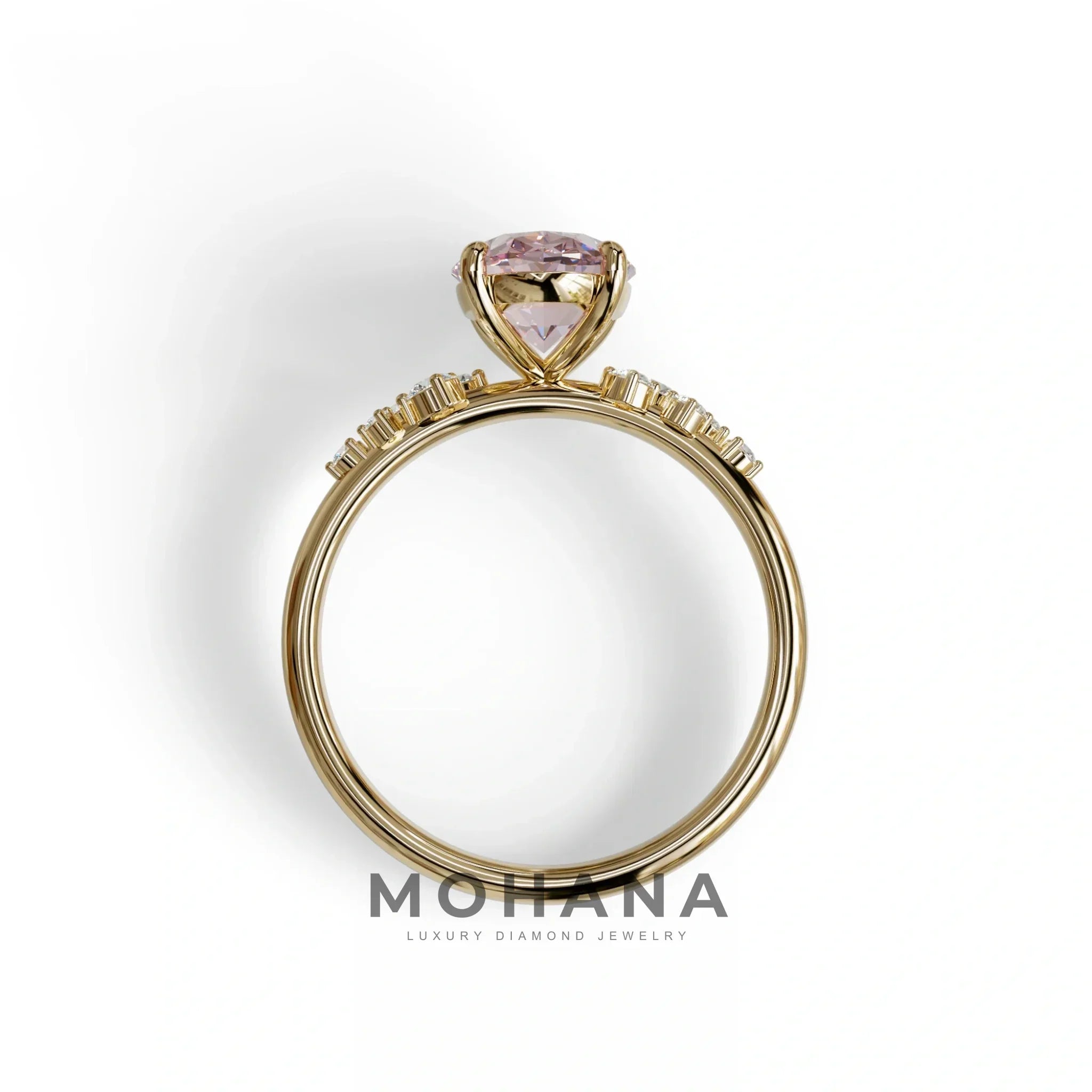 Pink Oval Cut Cluster-Vintage Setting Lab Grown Diamond Ring - Celeste Arc