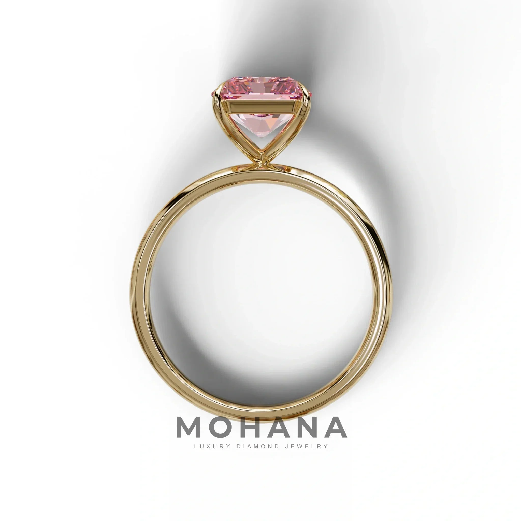 Pink Radiant Cut Solitaire Lab Grown Diamond Engagement Ring - Papilia