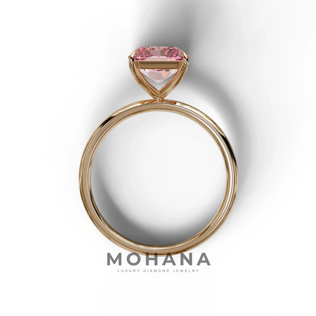 Pink Radiant Cut Solitaire Lab Grown Diamond Engagement Ring - Papilia