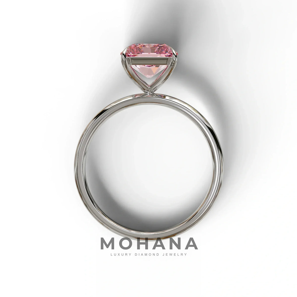 Pink Radiant Cut Solitaire Lab Grown Diamond Engagement Ring - Papilia