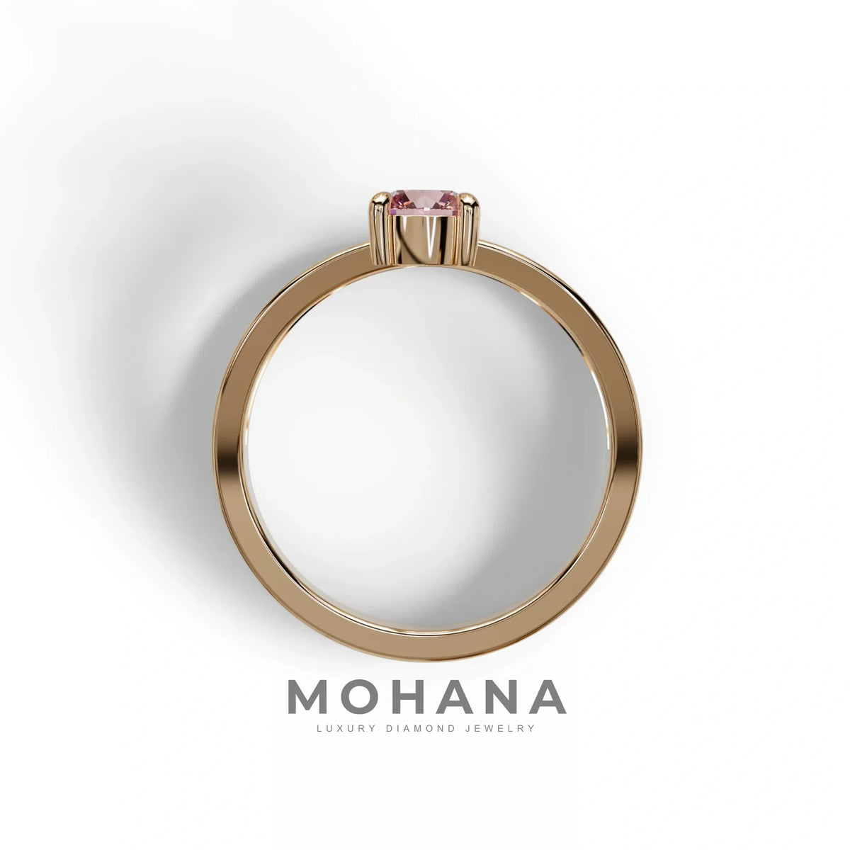 Pink Round Brilliant Solitaire Engagement Ring with a split‑shank Band - Auric Grace