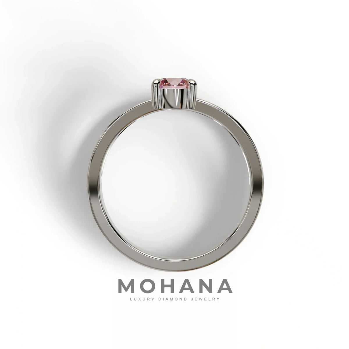 Pink Round Brilliant Solitaire Engagement Ring with a split‑shank Band - Auric Grace