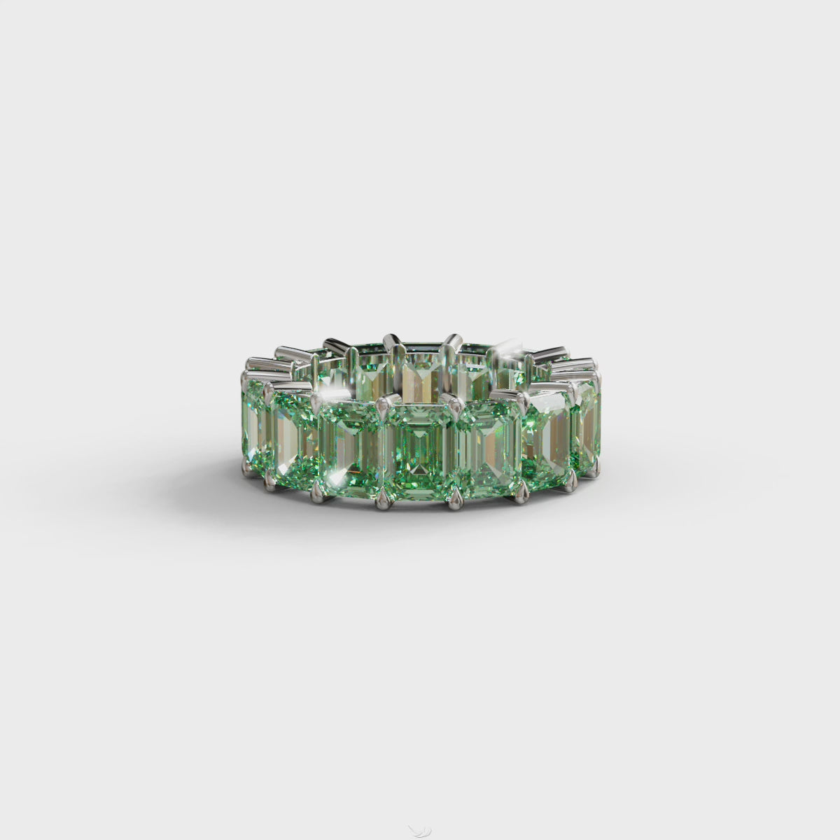 8 Carat Green Lab Grown Diamond Wedding Band – Emerald Cut Eternity