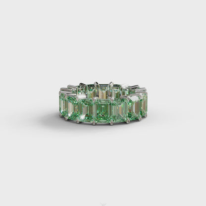 Lab-Grown Green Emerald-Cut Diamond Full Eternity Band | 7-8 CTW