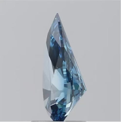 Custom Order: 2 Carat Blue Pear Cut Tear Drop Lab Diamond Ring & Band