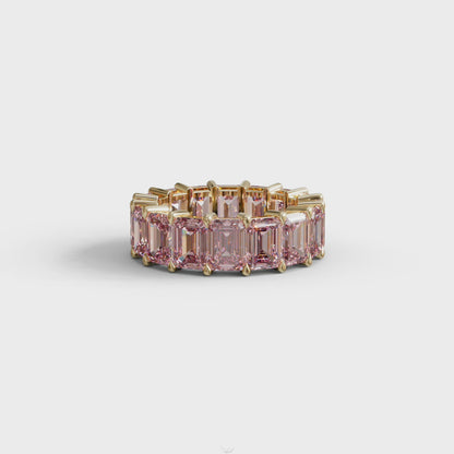 Lab-Grown Pink Emerald-Cut Diamond Full Eternity Band | 7-8 CTW