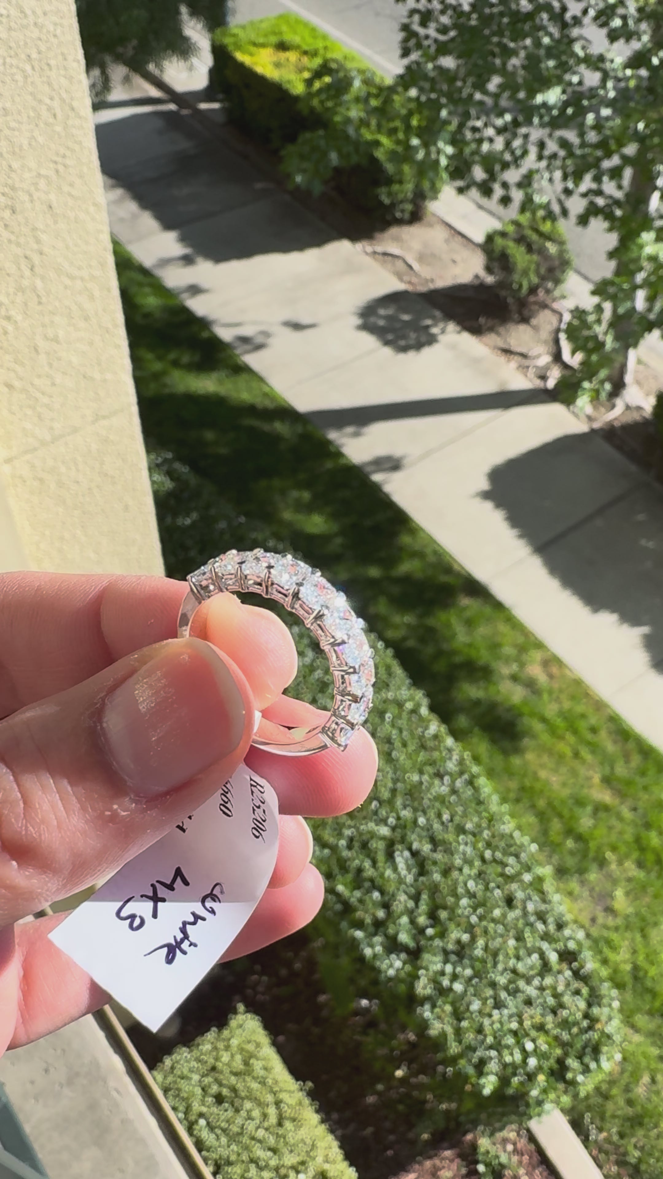 3.1 Carat Pink Lab Grown Diamond Engagement Ring – Radiant Cut Three Stone | Flint