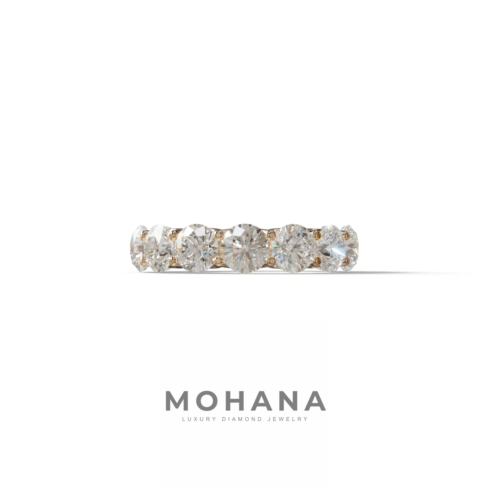 Round Brilliant Diamond Full Eternity Band in 18k Yellow Gold – Scalloped U-Prong Setting - 10K Solid Gold / Rose Gold