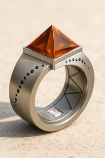 Sean Adam - 4 Carat VS Reddish Orange Princess Cut Inverted Diamond Band