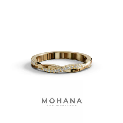Elegant Twisted Band with Lab‑Grown Diamonds – Women’s Wedding Ring