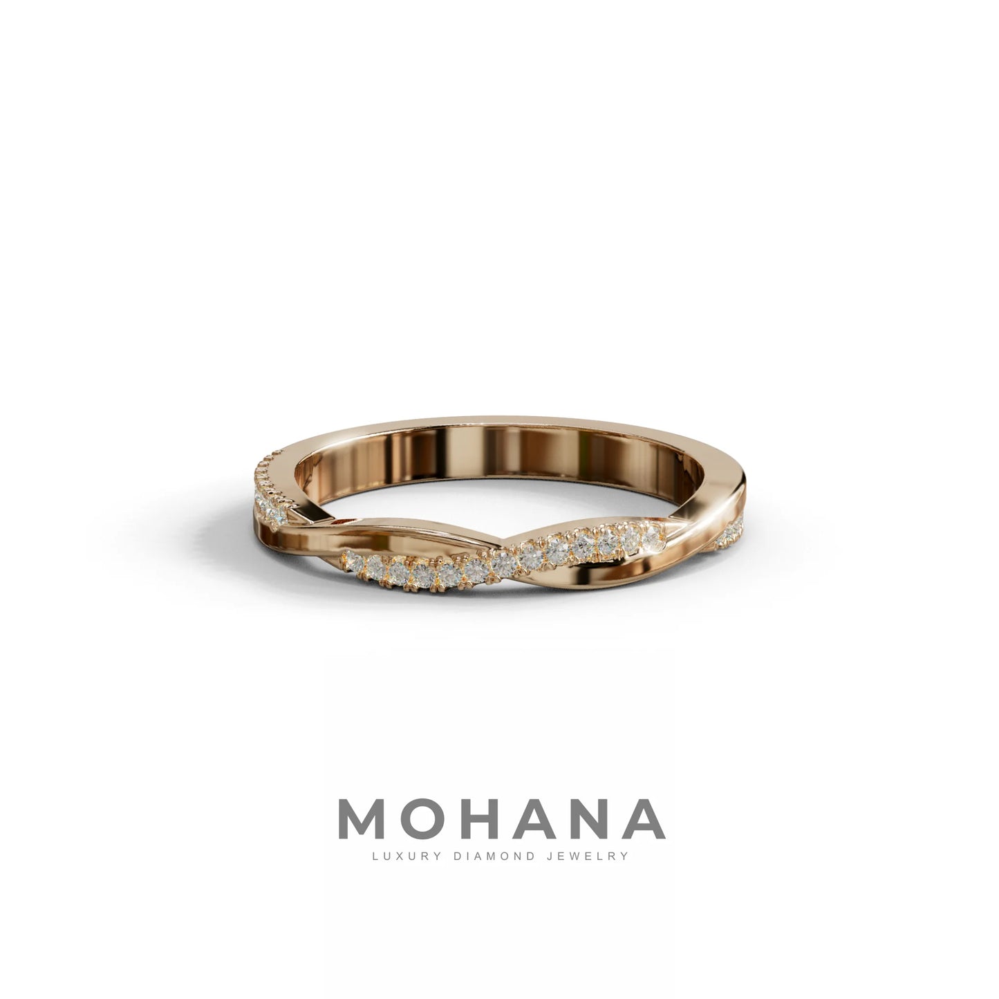 Elegant Twisted Band with Lab‑Grown Diamonds – Women’s Wedding Ring