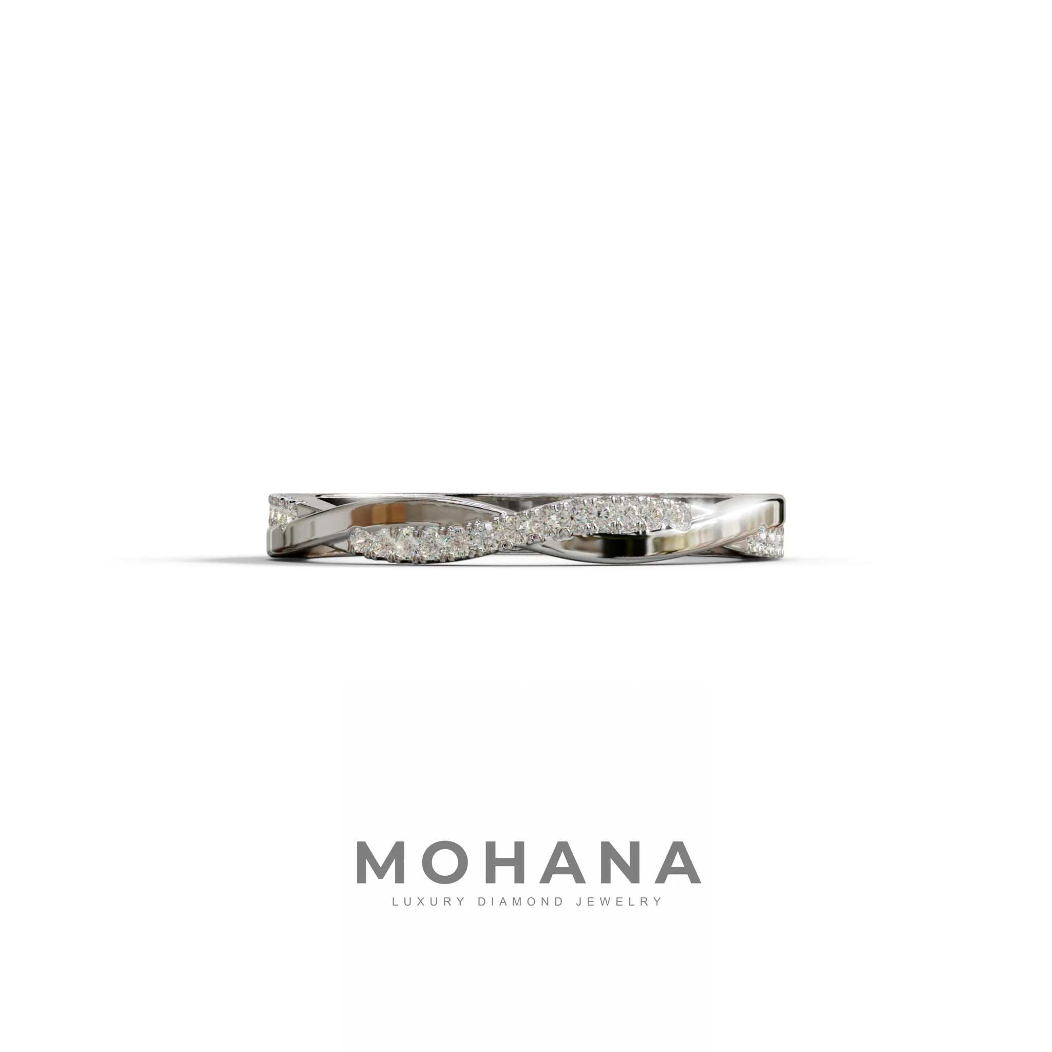 Elegant Twisted Band with Lab‑Grown Diamonds – Women’s Wedding Ring - 10K Solid Gold / White Gold