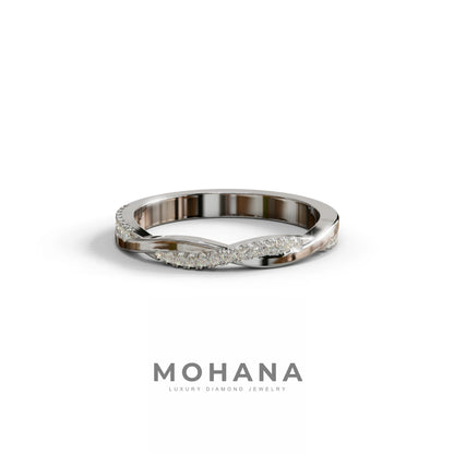 Elegant Twisted Band with Lab‑Grown Diamonds – Women’s Wedding Ring