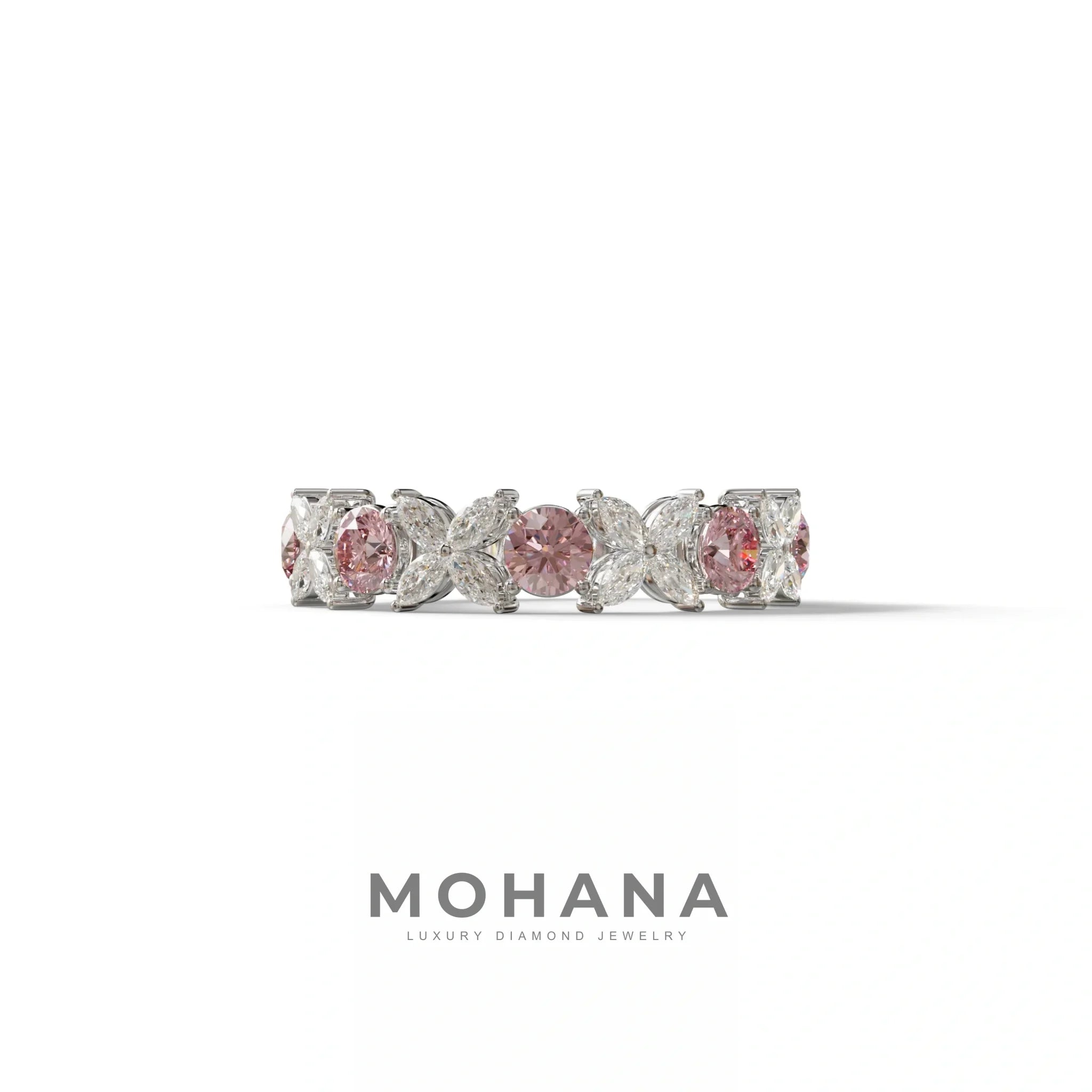 Yellow Gold Marquise & Round Brilliant Diamond Flower Cluster Ring - 18k Gold - 10K Solid Gold / White Gold