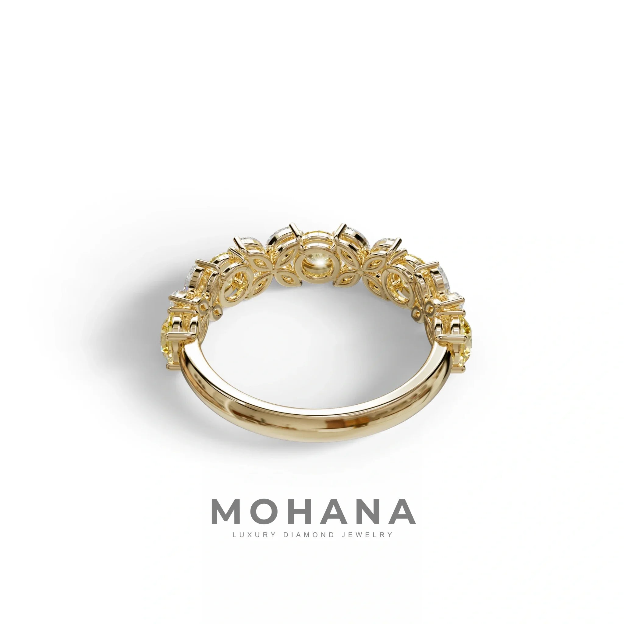 Yellow Gold Marquise & Round Brilliant Diamond Flower Cluster Ring - 18k Gold