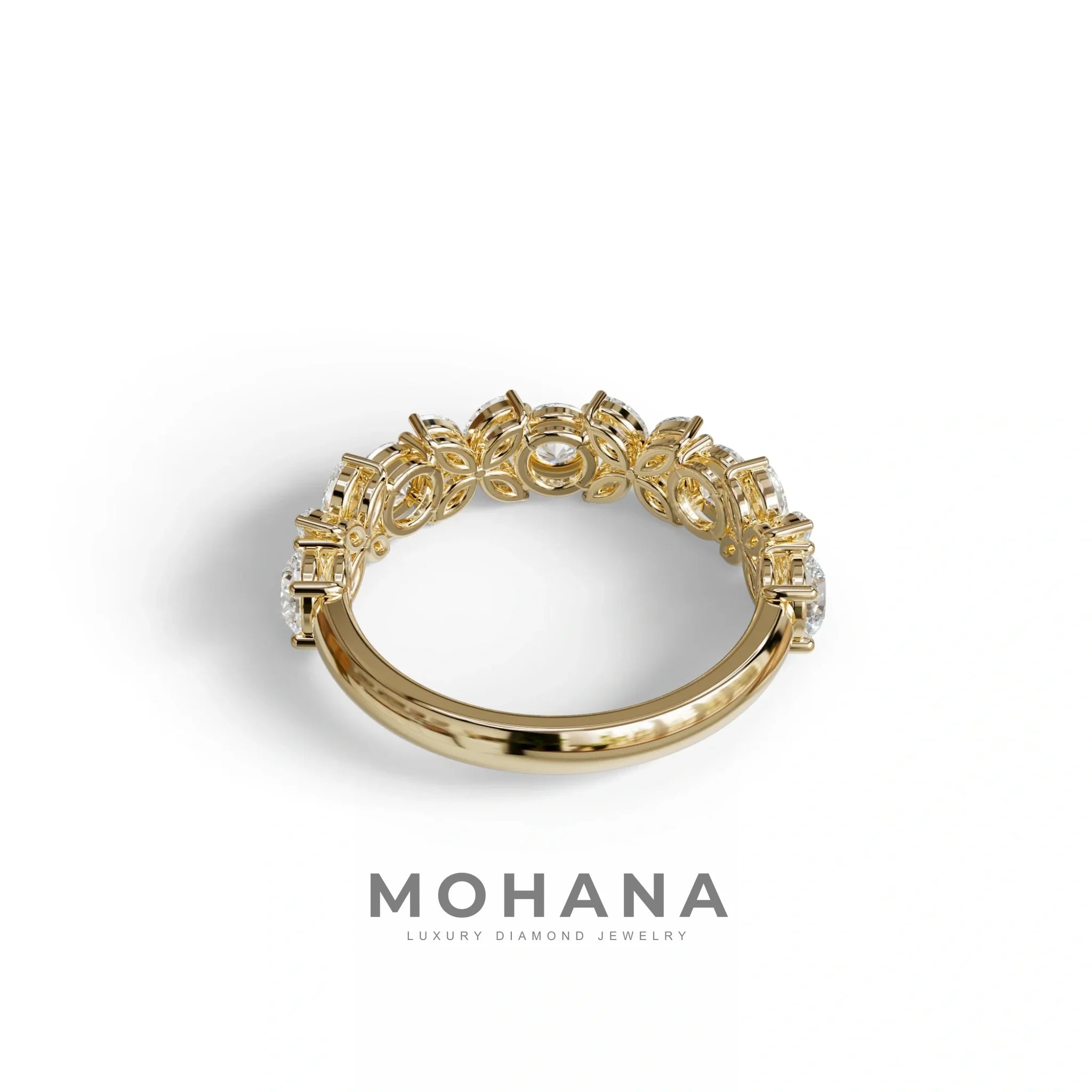 Yellow Gold Marquise & Round Brilliant Diamond Flower Cluster Ring - 18k Gold