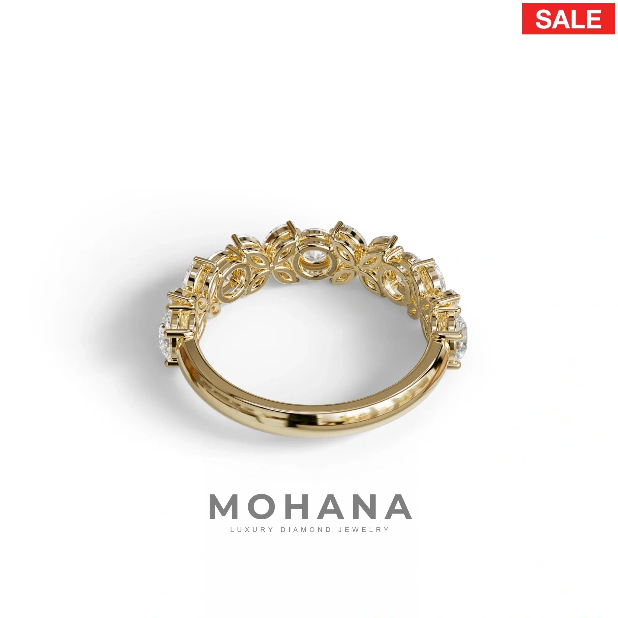 Yellow Gold Marquise & Round Brilliant Diamond Flower Cluster Ring - 18k Gold