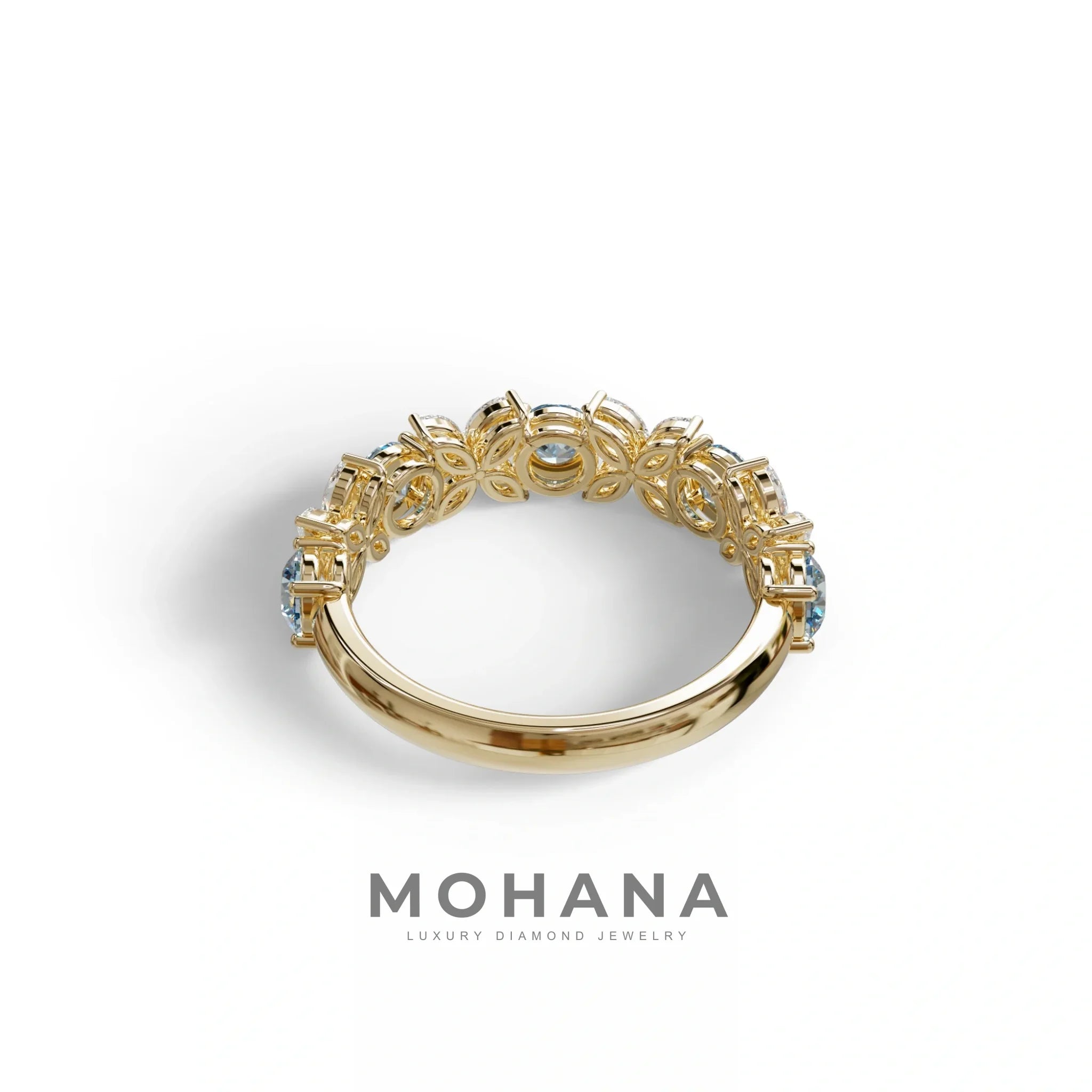 Yellow Gold Marquise & Round Brilliant Diamond Flower Cluster Ring - 18k Gold