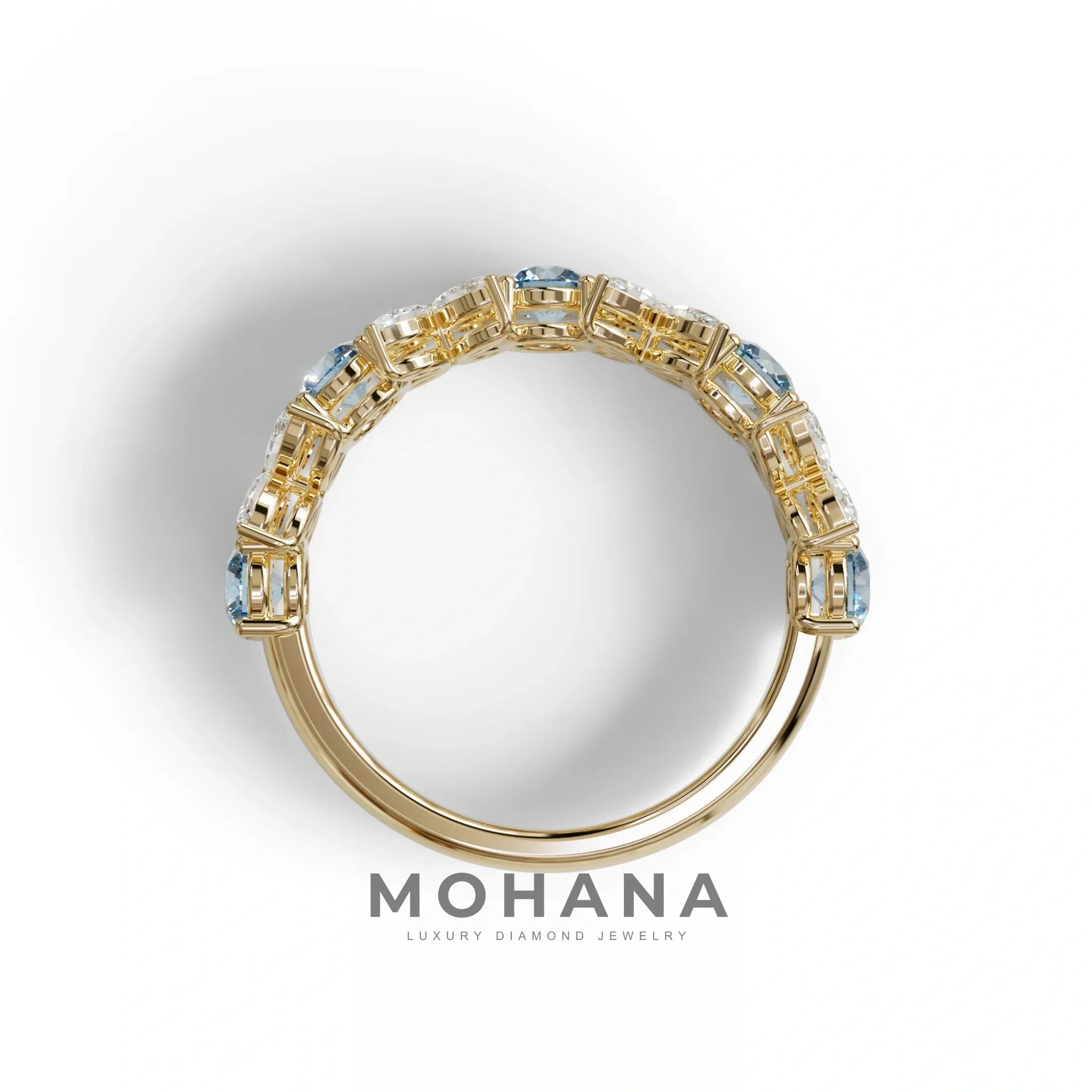 Yellow Gold Marquise & Round Brilliant Diamond Flower Cluster Ring - 18k Gold