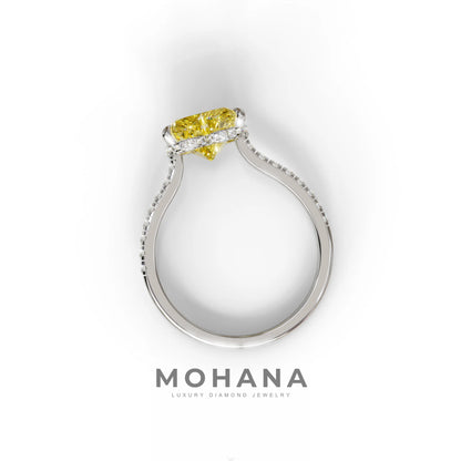 Yellow Heart Cut Lab Grown Diamond Engagement Ring – Pavé Band Setting