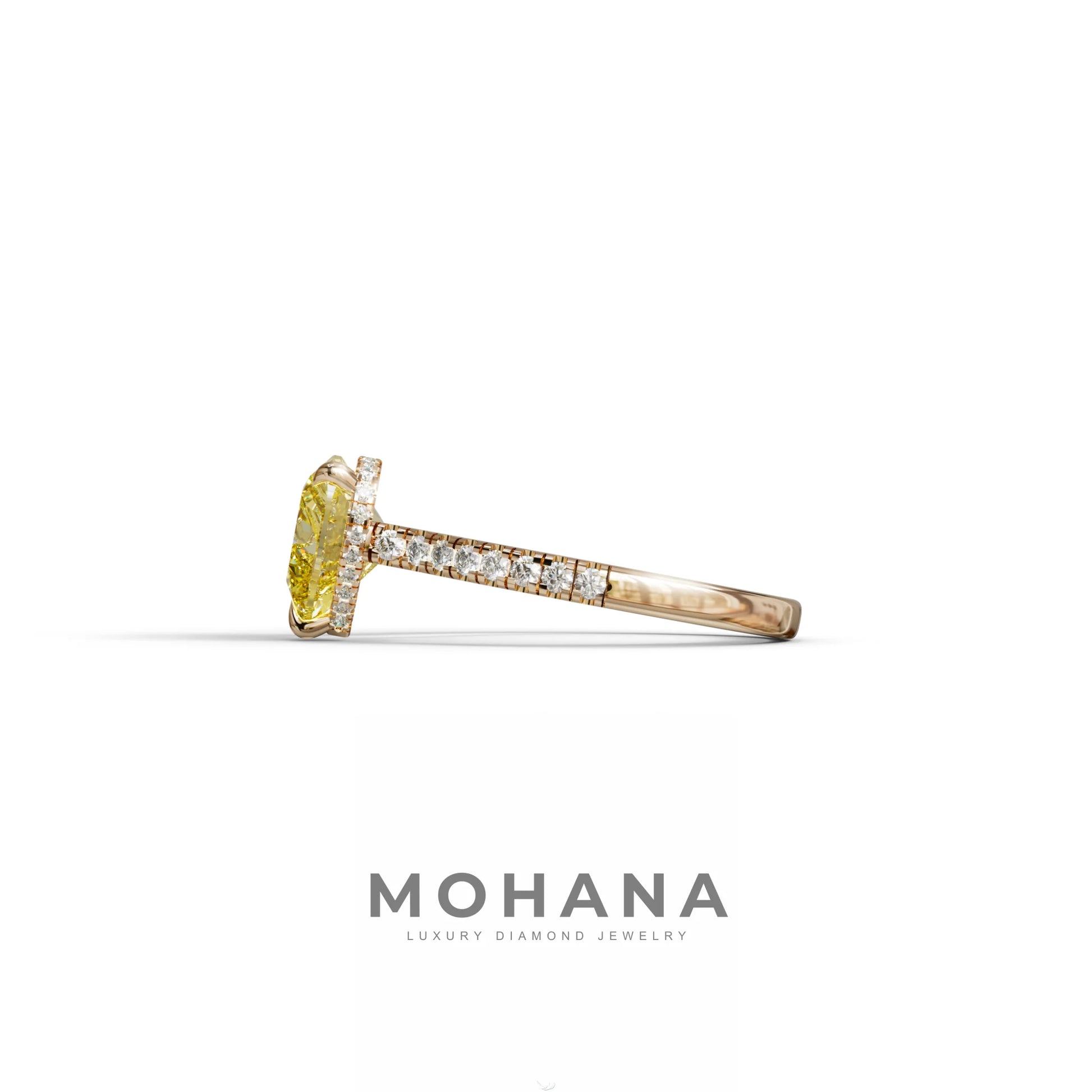 Yellow Heart Cut Lab Grown Diamond Engagement Ring – Pavé Band Setting