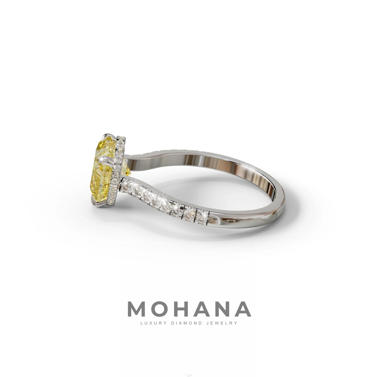 Yellow Heart Cut Lab Grown Diamond Engagement Ring – Pavé Band Setting
