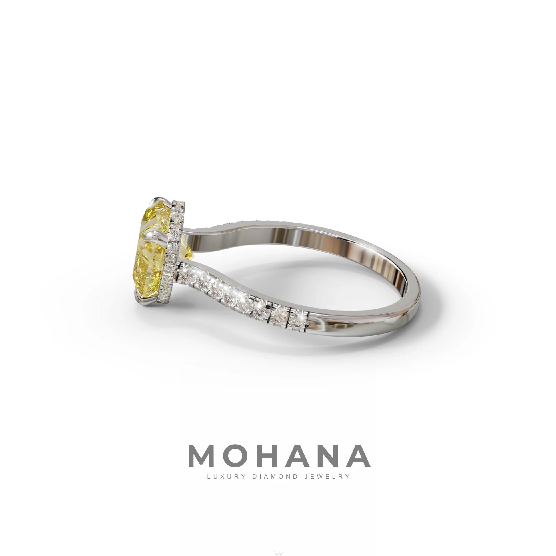 Yellow Heart Cut Lab Grown Diamond Engagement Ring – Pavé Band Setting