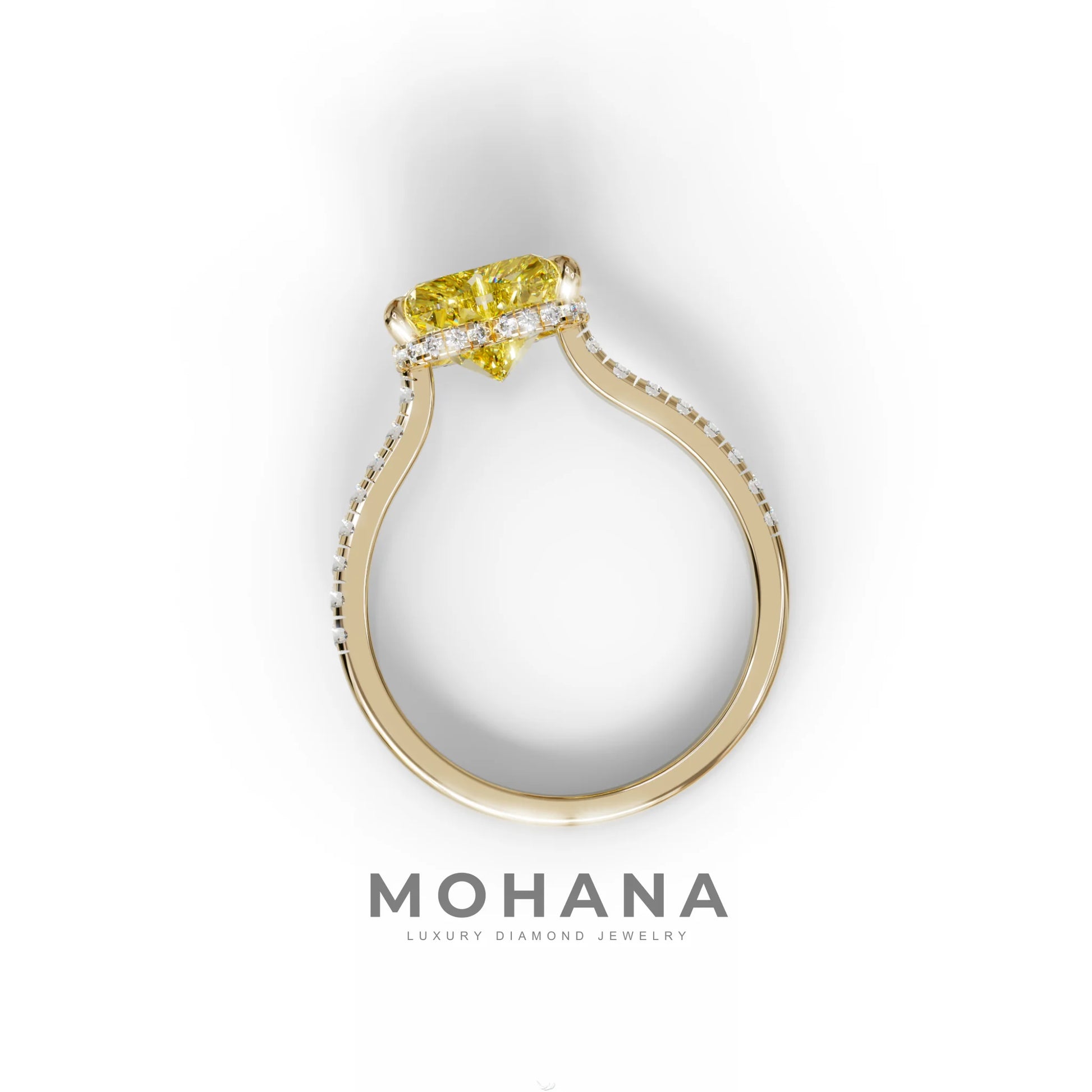 Yellow Heart Cut Lab Grown Diamond Engagement Ring – Pavé Band Setting