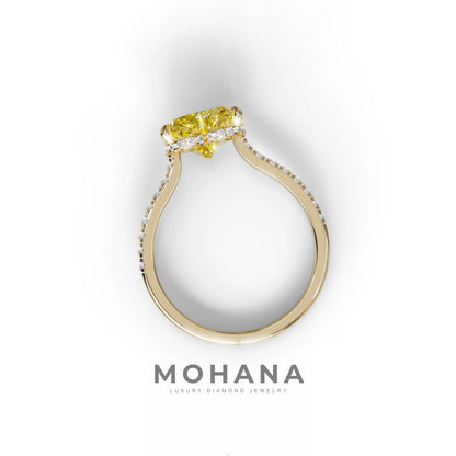 Yellow Heart Cut Lab Grown Diamond Engagement Ring – Pavé Band Setting