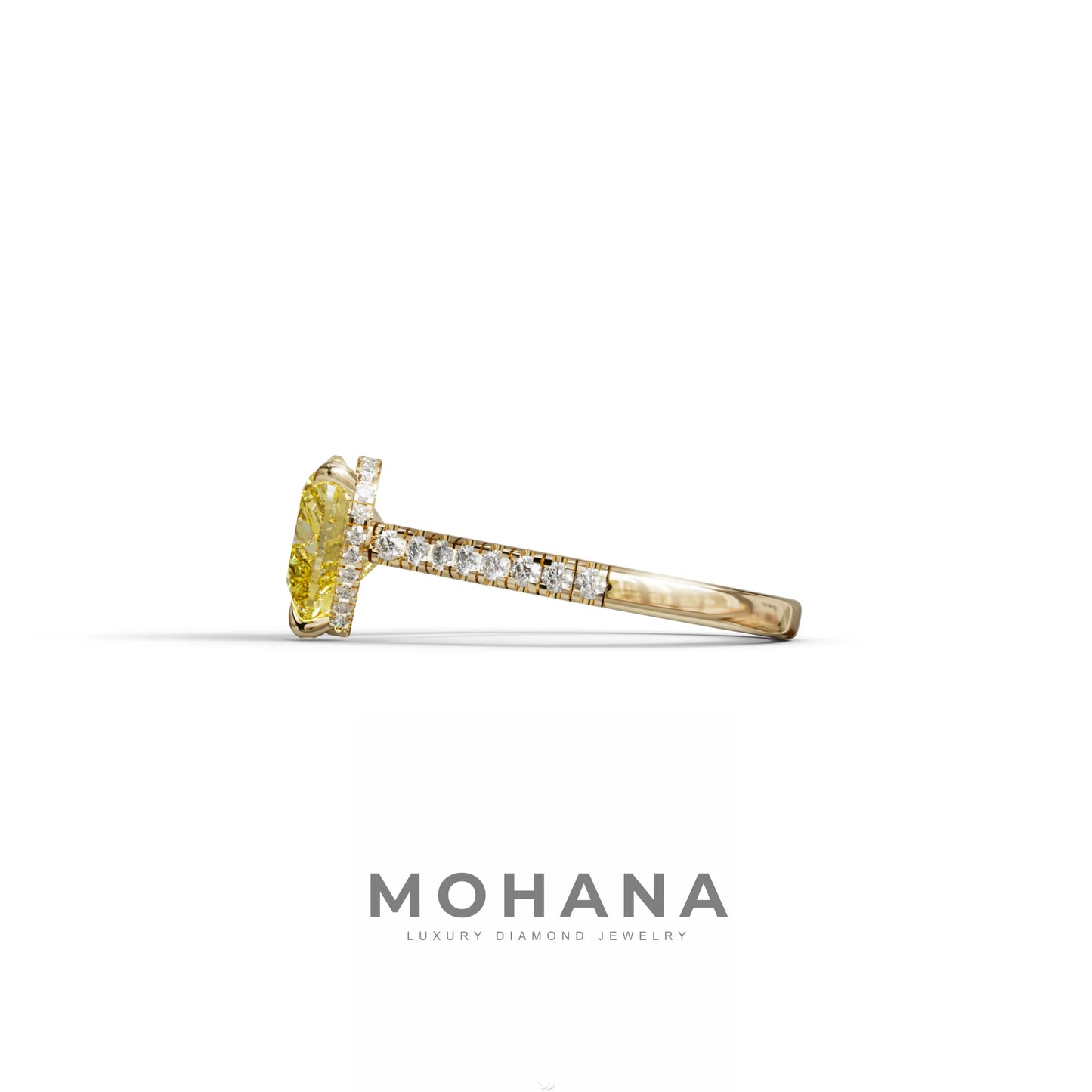 Yellow Heart Cut Lab Grown Diamond Engagement Ring – Pavé Band Setting