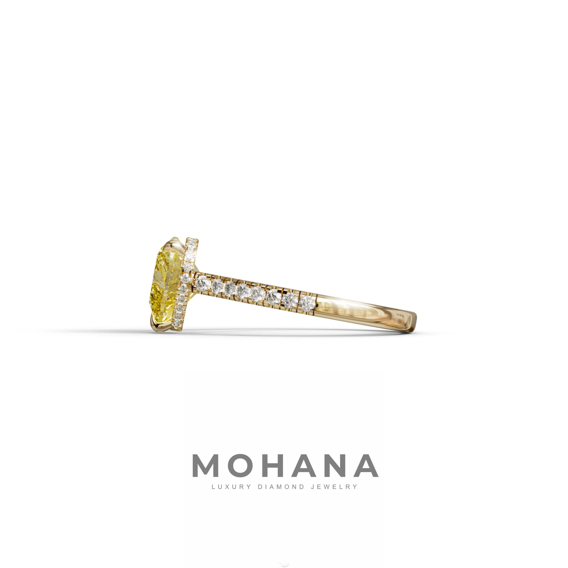 Yellow Heart Cut Lab Grown Diamond Engagement Ring – Pavé Band Setting