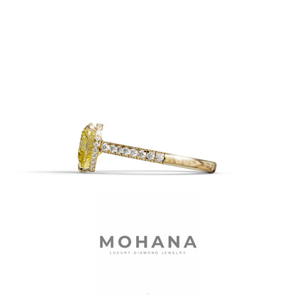 Yellow Heart Cut Lab Grown Diamond Engagement Ring – Pavé Band Setting