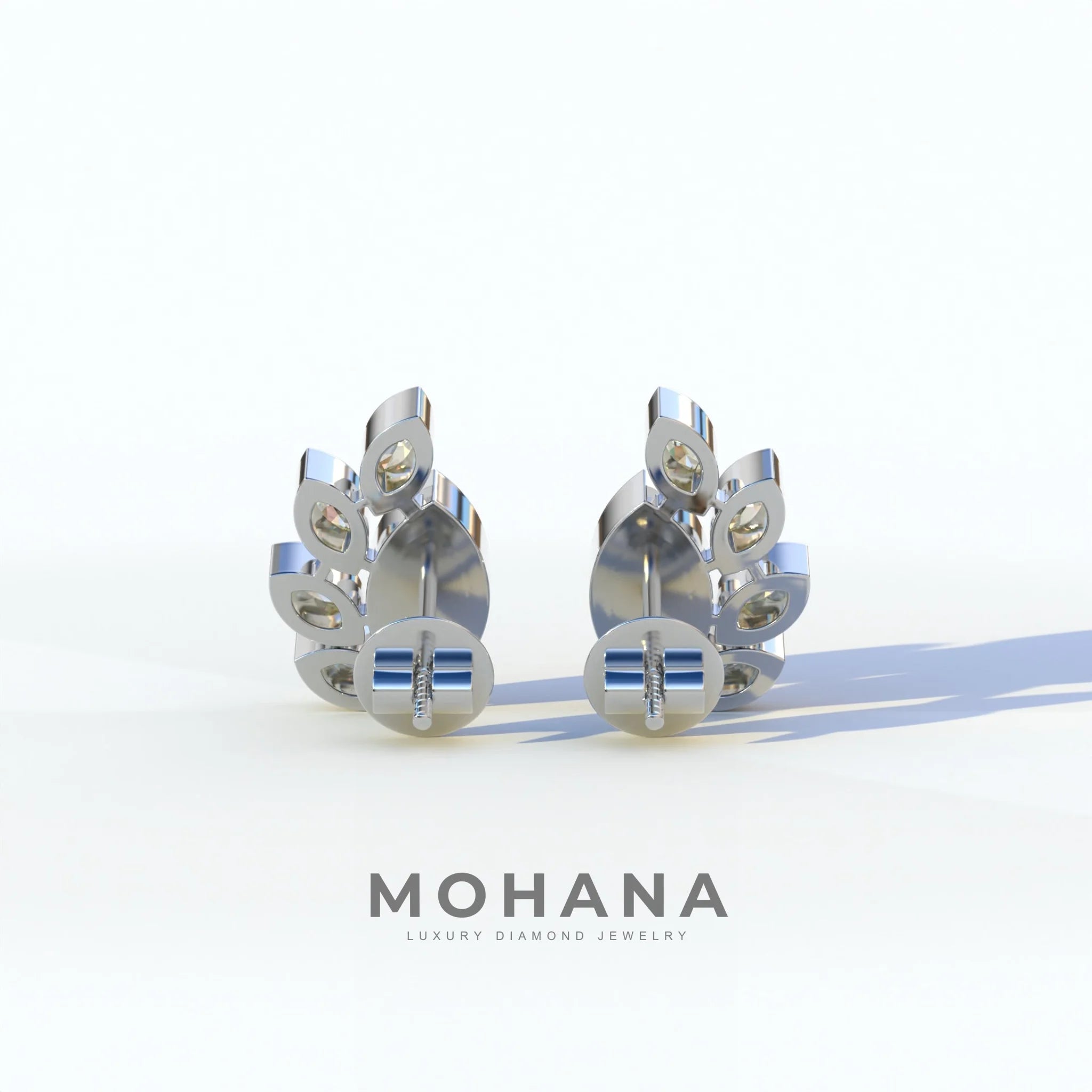 Yellow Marquise Cut Lab Diamond Stud Earrings | Stunning Bezel Setting - Gardenia Cluster